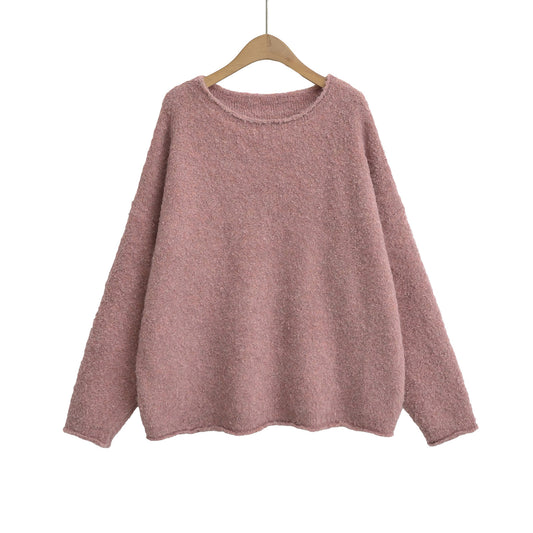 Round neck pullover loose long sleeved sweater